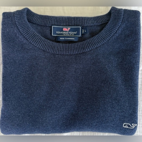 Vineyard Vines Men’s Blue Cotton Cashmere Sweater Pullover Crewneck Size L - Picture 6 of 9